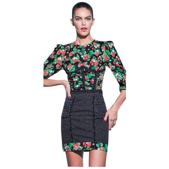 Fleur du Mal Silk Polka Dot Mini Skirt Love Bound Strawberry Print 4 New - Picture 14 of 16